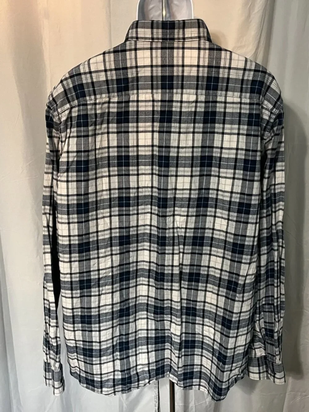 Banana Republic Men’s White Blue Gray Untucked Slim Fit Soft Flannel Shirt 2XLT